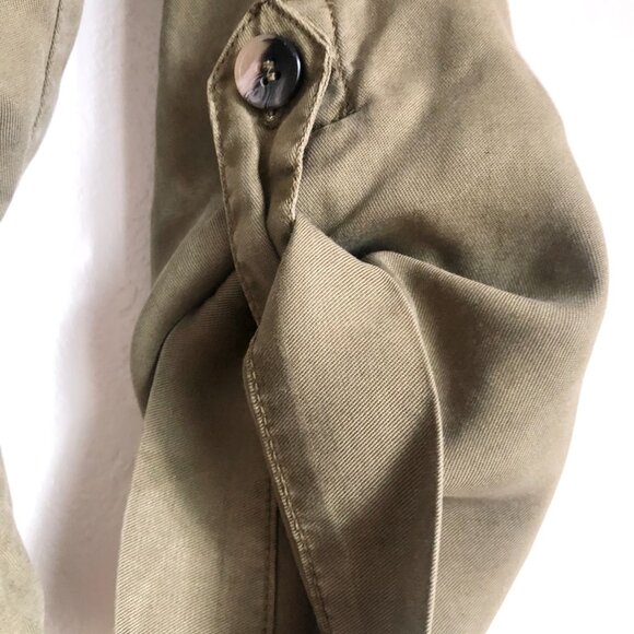 ZARA Olive Green Belted Button Shirt Mini Dress S - Picture 8 of 11